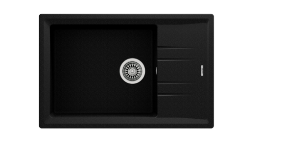 Мойка врезного монтажа из Тегранита Плюс с 1-ой чашей STONE 60 S-TG 1B 1D METALLIC BLACK